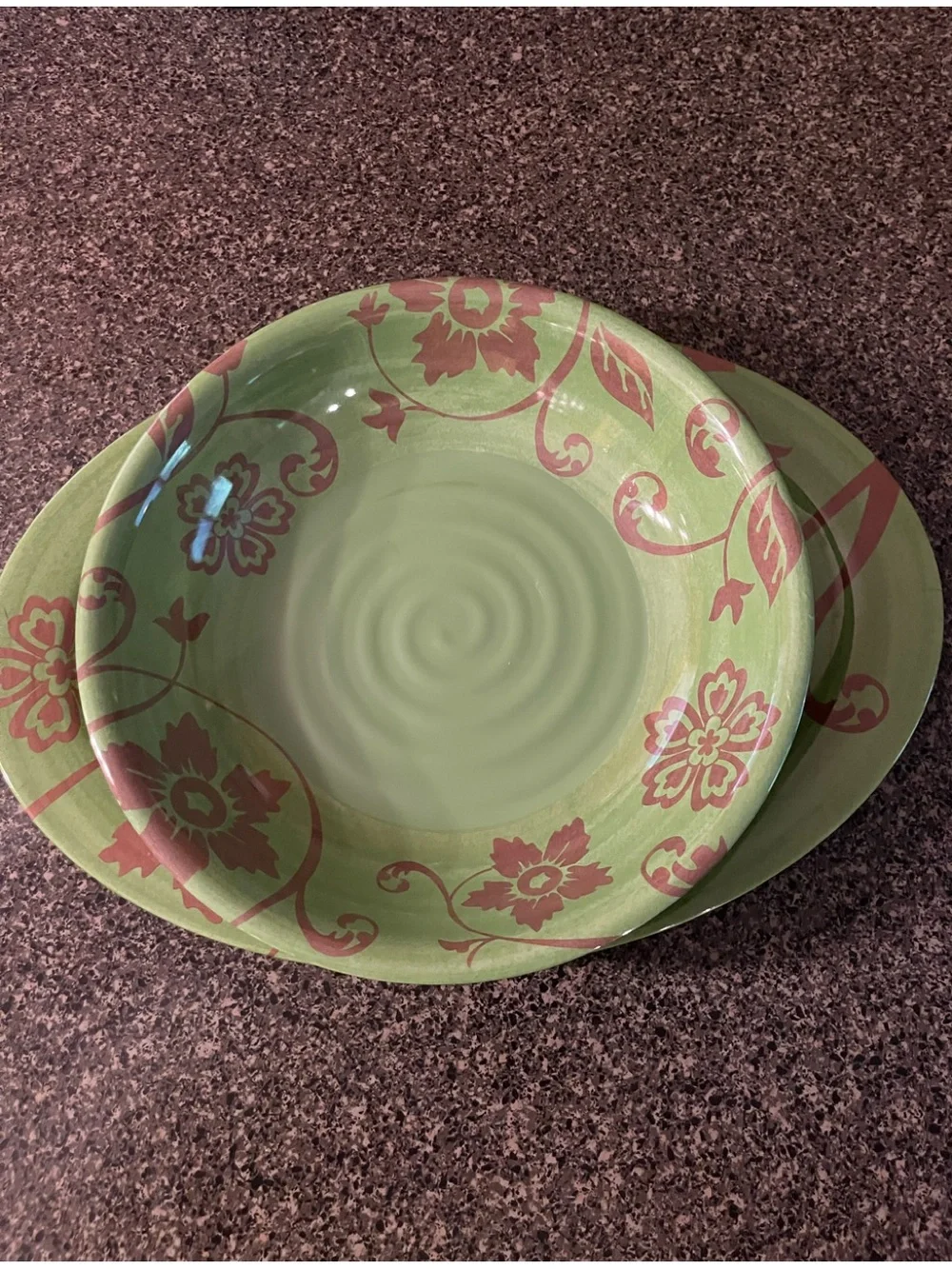 TarHong  Melamine Large Serving Bowl and Platter with Floral Motif